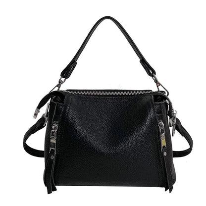 Sac à Bandoulière Femme en Cuir de Vache Véritable Noir – Sac Seau Élégant