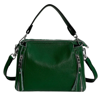 Sac à Bandoulière Femme en Cuir de Vache Véritable Vert – Sac Seau Élégant