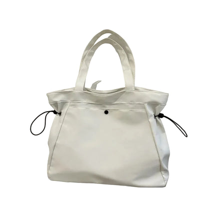 Sac à Bandoulière Femme en Nylon Blanc – Grande Capacité, Cordons de Serrage