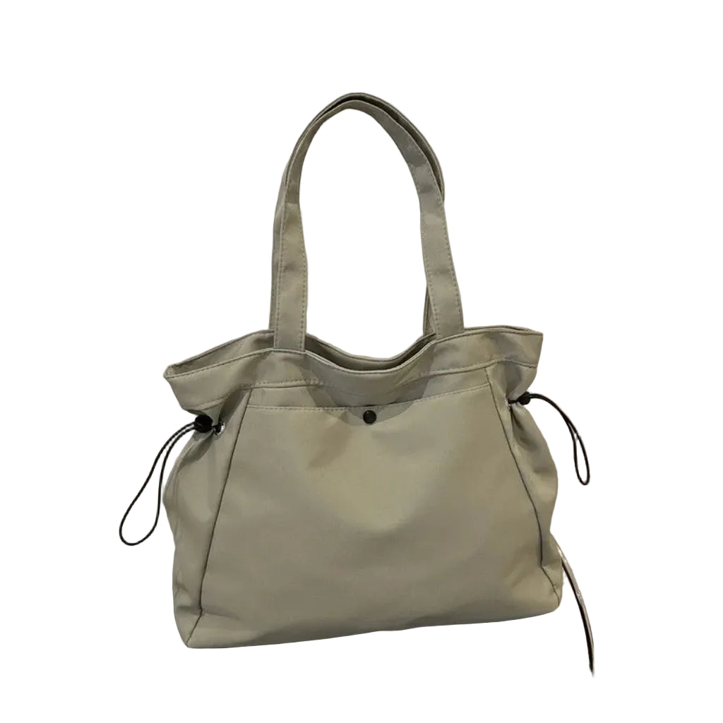 Sac à Bandoulière Femme en Nylon Vert – Grande Capacité, Cordons de Serrage