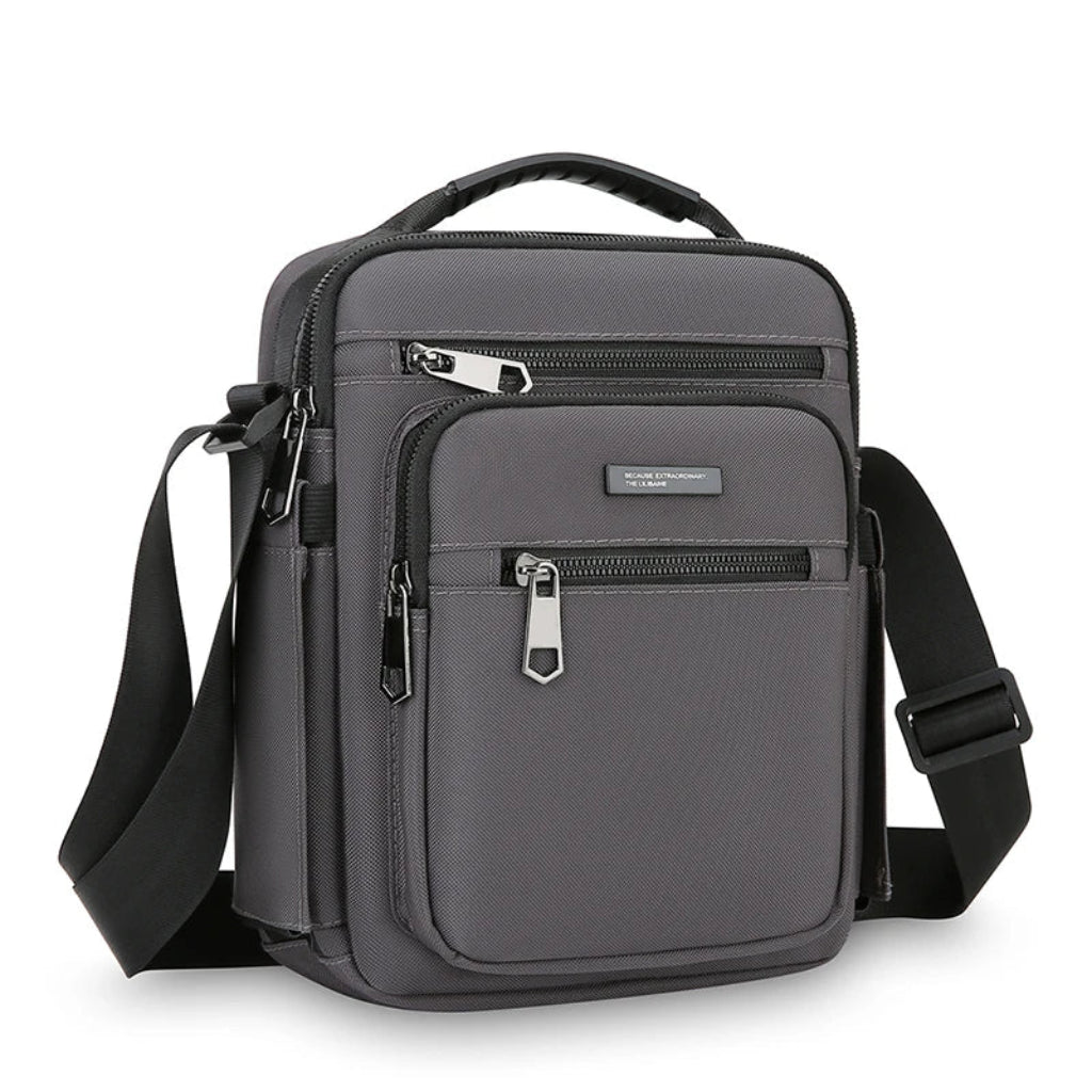 Sac à Bandoulière Homme 4 Couches Gris – Organisation Premium Oxford avec Poche Bouteille