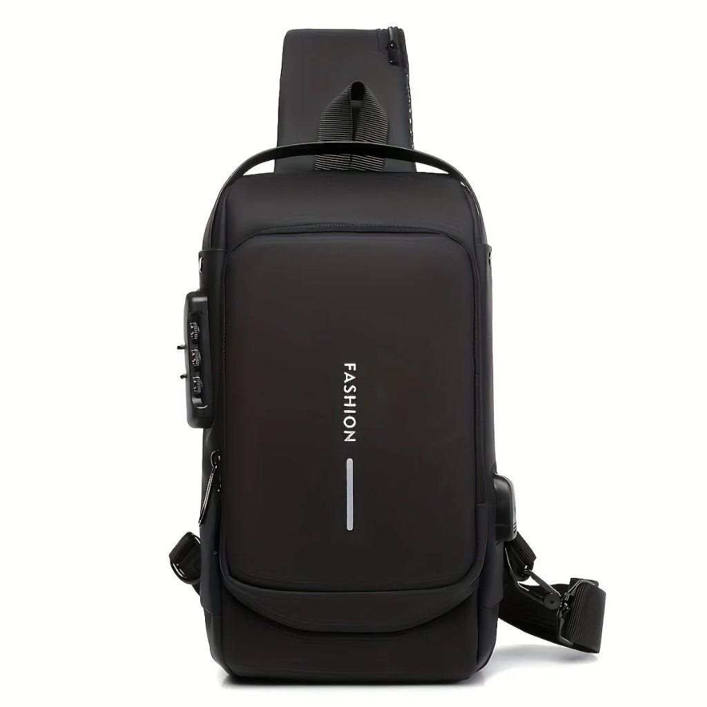 Sac à Bandoulière Homme Anti-Vol en PU Noir – Élégance Urbaine et Sécurité Moderne