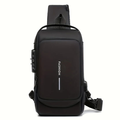 Sac à Bandoulière Homme Anti-Vol en PU Noir – Élégance Urbaine et Sécurité Moderne