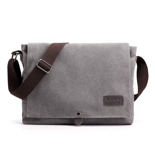 Sac à Bandoulière Homme Besace Toile Vintage — Grande Capacité & Style Rétro Gris