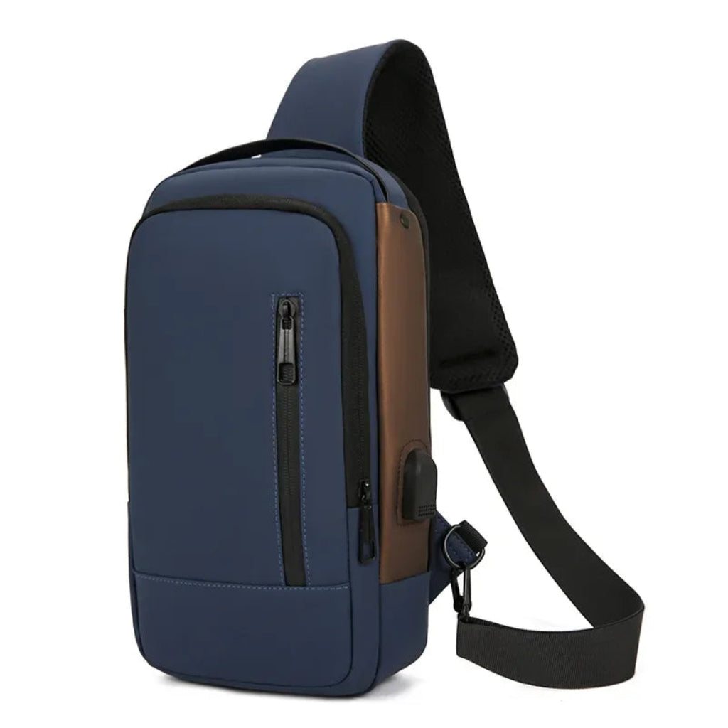 Sac Bandoulière Homme Business Bleu  – Anti-Vol avec Verrou à Code & Port USB