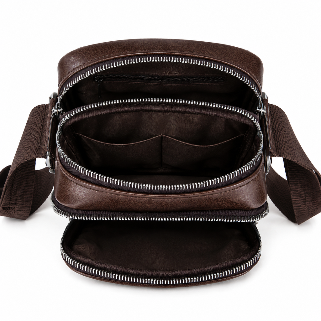 Sac à Bandoulière Homme – Cuir Véritable, Business Compact.
