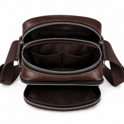 Sac à Bandoulière Homme – Cuir Véritable, Business Compact.