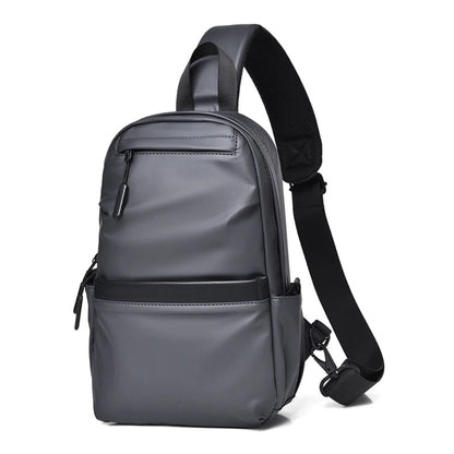 Sac à Bandoulière Homme Multifonction Gris – Grande Capacité en Polyester, Style Urbain Moderne