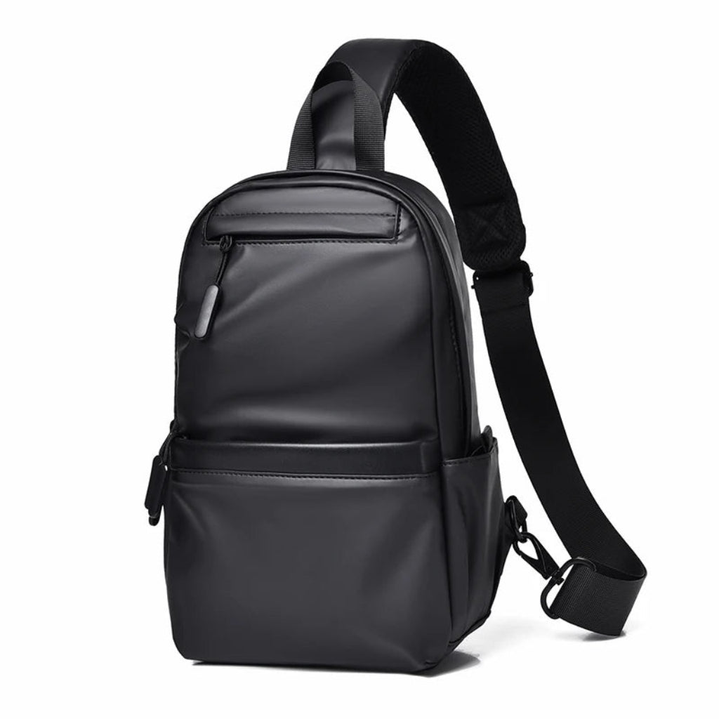 Sac à Bandoulière Homme Multifonction Noir – Grande Capacité en Polyester, Style Urbain Moderne