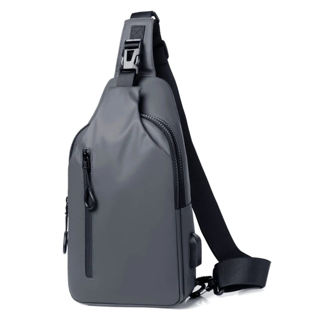 Sac Bandoulière Homme Multifonction avec Port USB Gris – Design Urbain et Organisation Intelligente