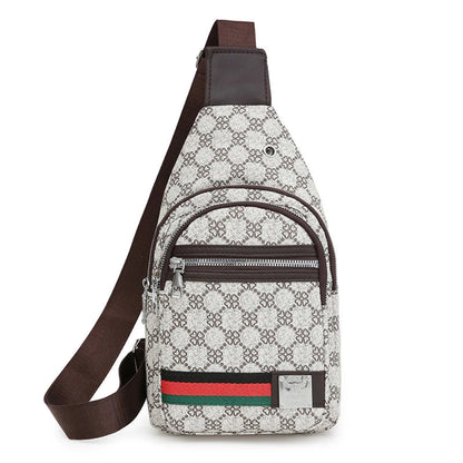 Sac Bandoulière Homme Multifonction en PU Beige Blanc – Organisation Optimale au Quotidien