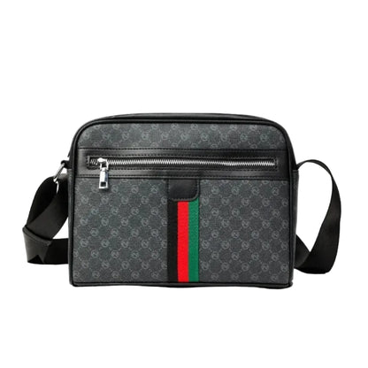 Sac Bandoulière Homme Premium Noir – Motif Signature, Double Compartiment et Design Luxueux