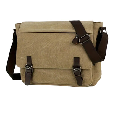Sac à Bandoulière Homme Vintage en Toile Canvas Beige – Grande Capacité