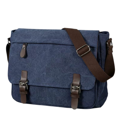 Sac à Bandoulière Homme Vintage en Toile Canvas Bleu Marine – Grande Capacité