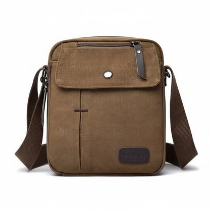 Sac à Bandoulière Homme en Canvas Marron Foncé – Besace Élégante et Fonctionnelle