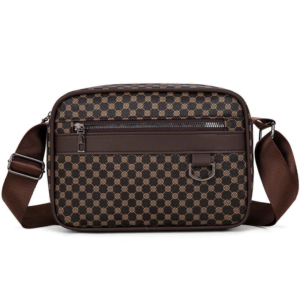 Sac Bandoulière Homme en PU Marron – Multi-Compartiments, Élégant et Fonctionnel pour un Usage Quotidien