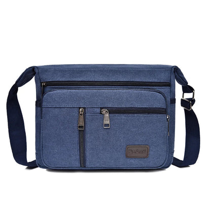 Sac à Bandoulière Homme en Toile Canvas Bleu Marine – Besace Multi-Poches Casual Chic