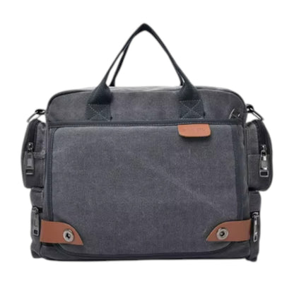 Sac à Bandoulière Homme en Toile Canvas Gris – Grande Capacité, Multi-Poches et Finitions Cuir