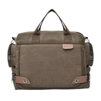 Sac à Bandoulière Homme en Toile Canvas Marron Foncé – Grande Capacité, Multi-Poches et Finitions Cuir