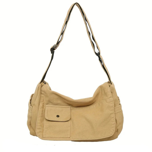 Sac à Bandoulière Homme en Toile Résistante – Besace Multipoches Ajustable Beige Sable