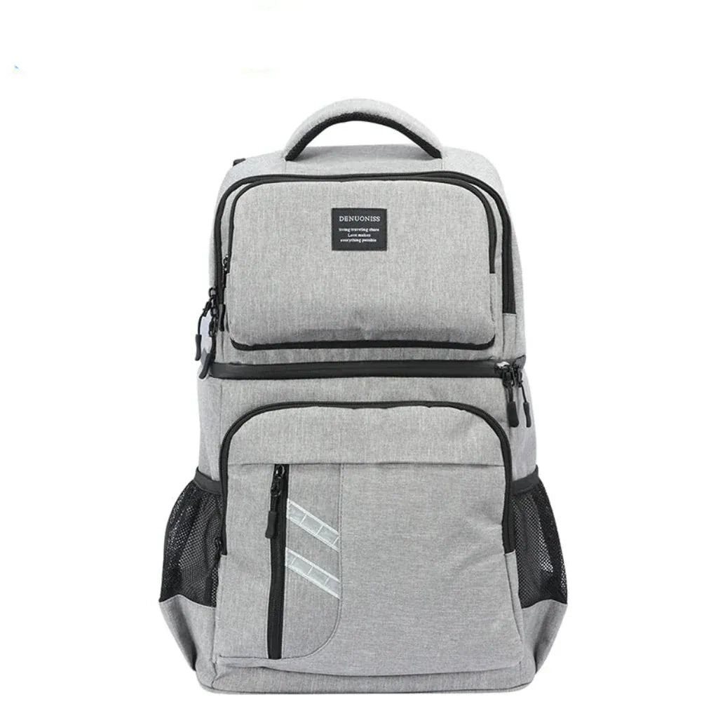 Sac à Dos Isotherme 2-en-1 Gris - Double Compartiment Thermique pour Pique-nique et Aventures
