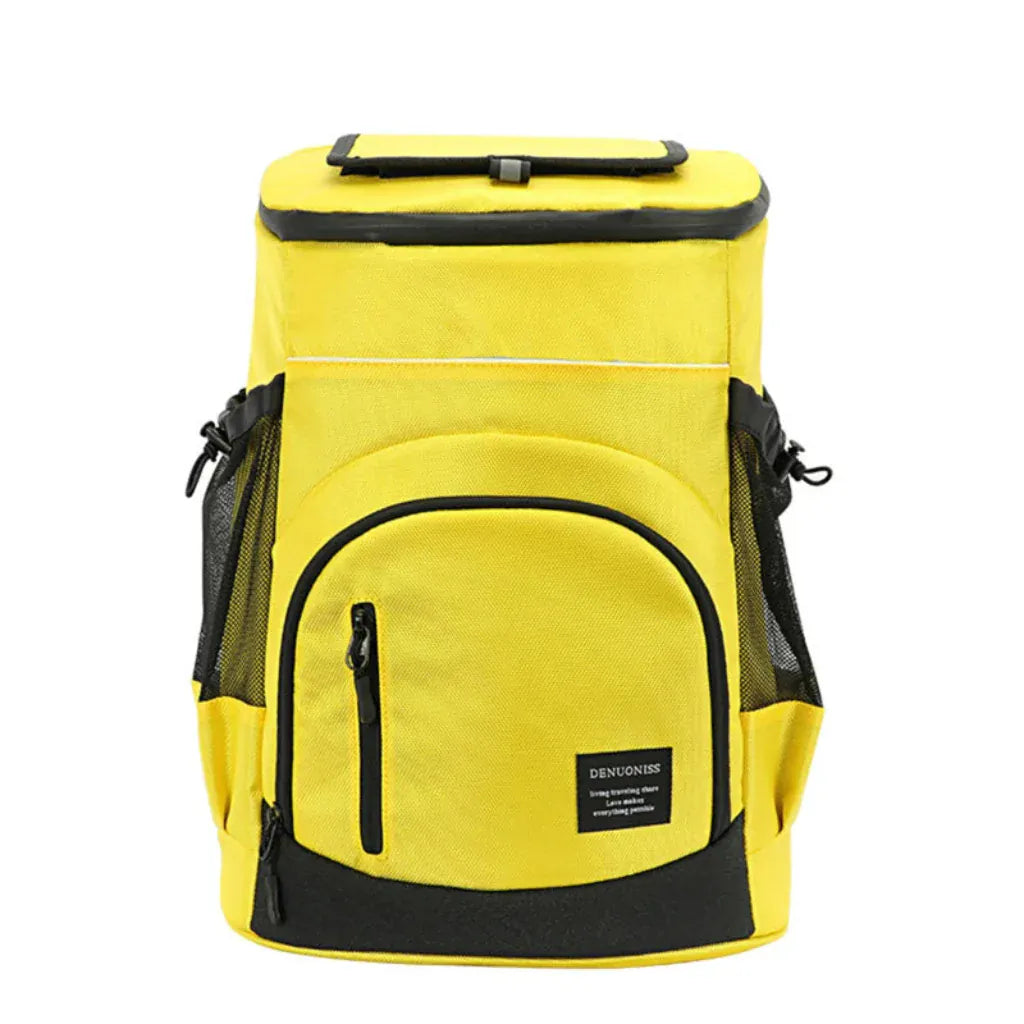 Sac à Dos Isotherme 30L Jaune – Glacière Thermique Portable Double Compartiment pour Repas, Voyage et Loisirs