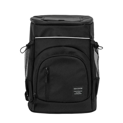 Sac à Dos Isotherme 30L Noir – Glacière Thermique Portable Double Compartiment pour Repas, Voyage et Loisirs