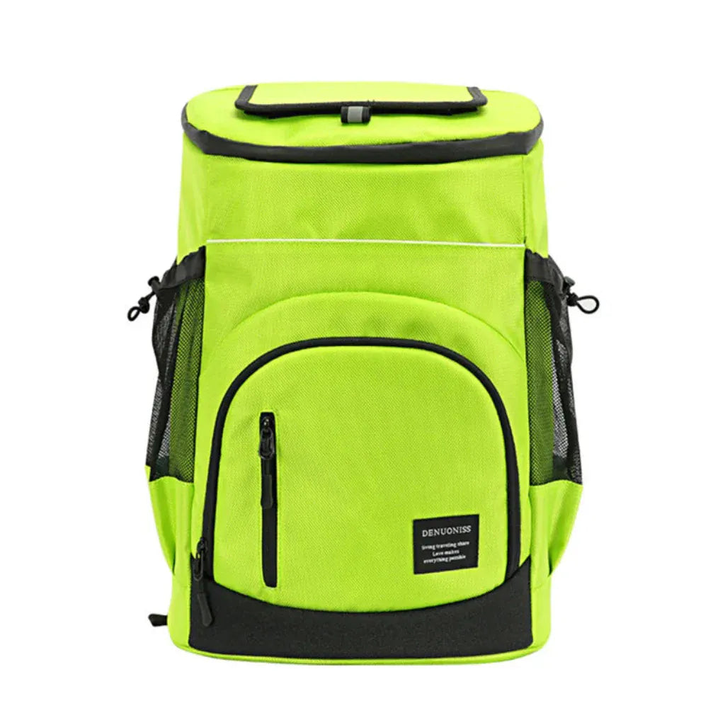 Sac à Dos Isotherme 30L Vert Fluorescent – Glacière Thermique Portable Double Compartiment pour Repas, Voyage et Loisirs