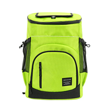 Sac à Dos Isotherme 30L Vert Fluorescent – Glacière Thermique Portable Double Compartiment pour Repas, Voyage et Loisirs