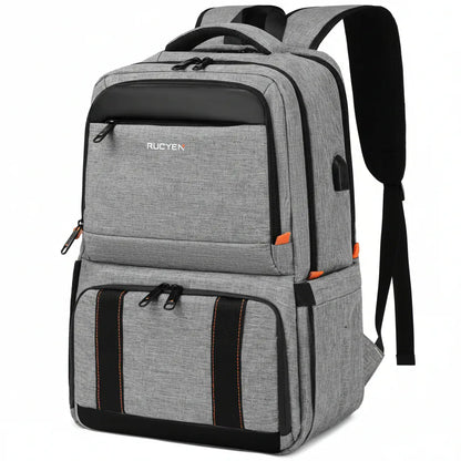 Sac à Dos Isotherme Multifonction Gris 15.6" - Grande Capacité Double Compartiment Thermique pour Repas et Ordinateur