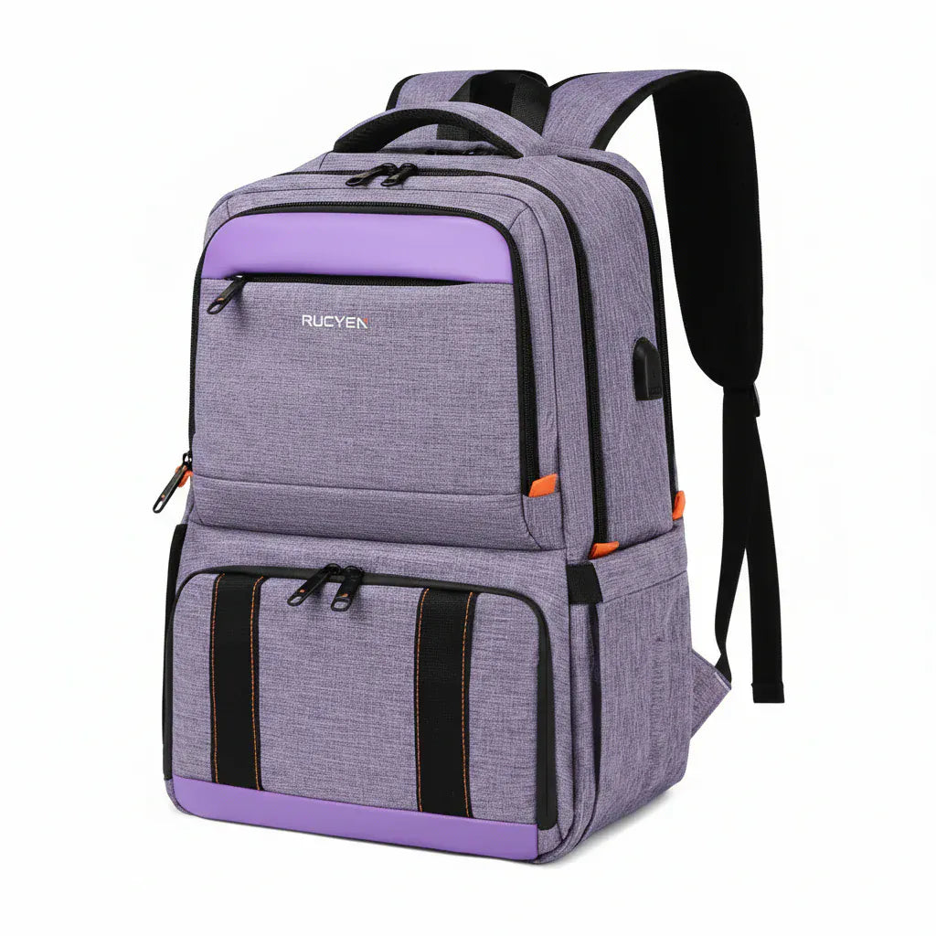 Sac à Dos Isotherme Multifonction Violet - Grande Capacité Double Compartiment Thermique pour Repas et Ordinateur