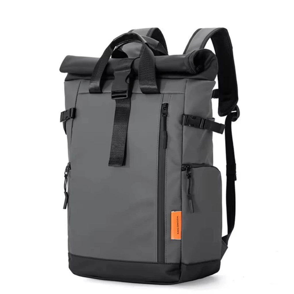 Sac à Dos de Voyage Roll-Top 16" Gris - Oxford Imperméable Extensible Grande Capacité