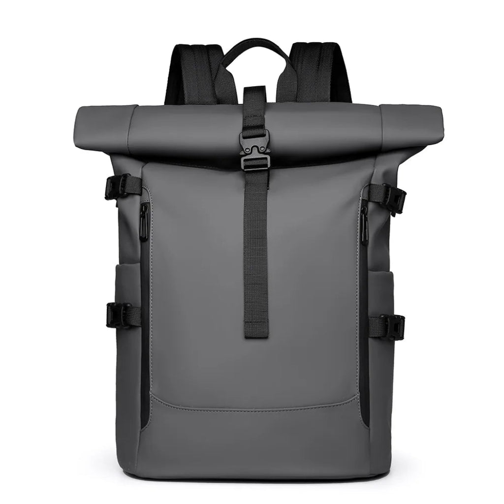 Sac à Dos de Voyage Roll-Top 20-35L Gris – Compagnon Urbain Polyvalent