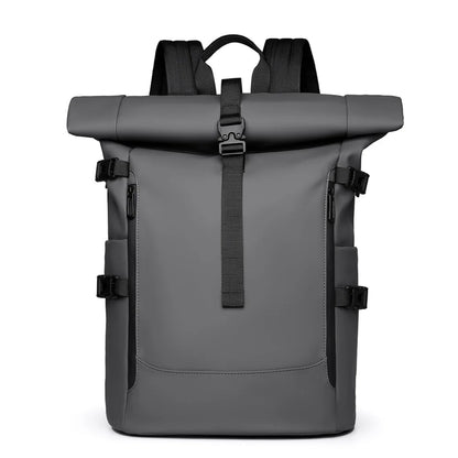 Sac à Dos de Voyage Roll-Top 20-35L Gris – Compagnon Urbain Polyvalent