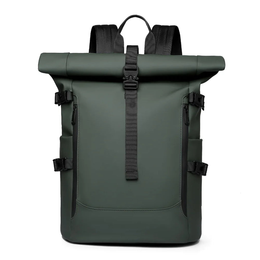 Sac à Dos de Voyage Roll-Top 20-35L Vert – Compagnon Urbain Polyvalent