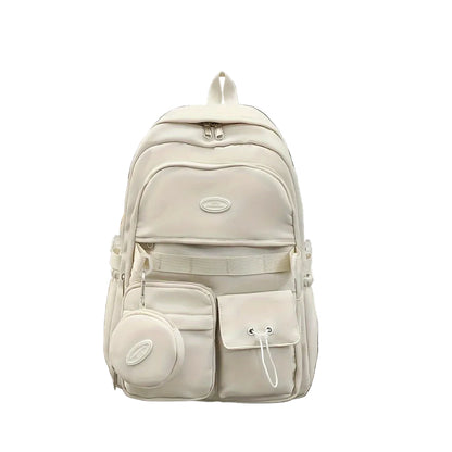 Sac à Dos de Voyage en Nylon Blanc – Grande Capacité avec Pochette Coordonnée