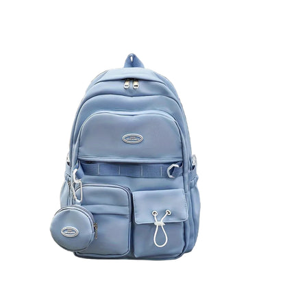 Sac à Dos de Voyage en Nylon Bleu – Grande Capacité avec Pochette Coordonnée