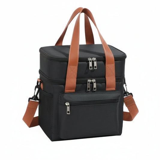 Sac Isotherme Double Compartiment en Oxford Noir – Grande Capacité & Organisation Pratique
