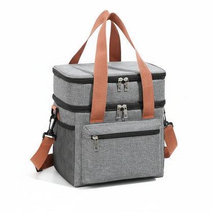 Sac Isotherme Double Compartiment en Oxford Gris – Grande Capacité & Organisation Pratique