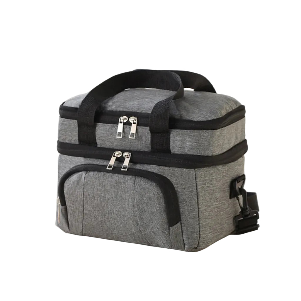 Sac Isotherme Double Couche en Polyester Gris – Organisation Pratique pour Repas Nomades