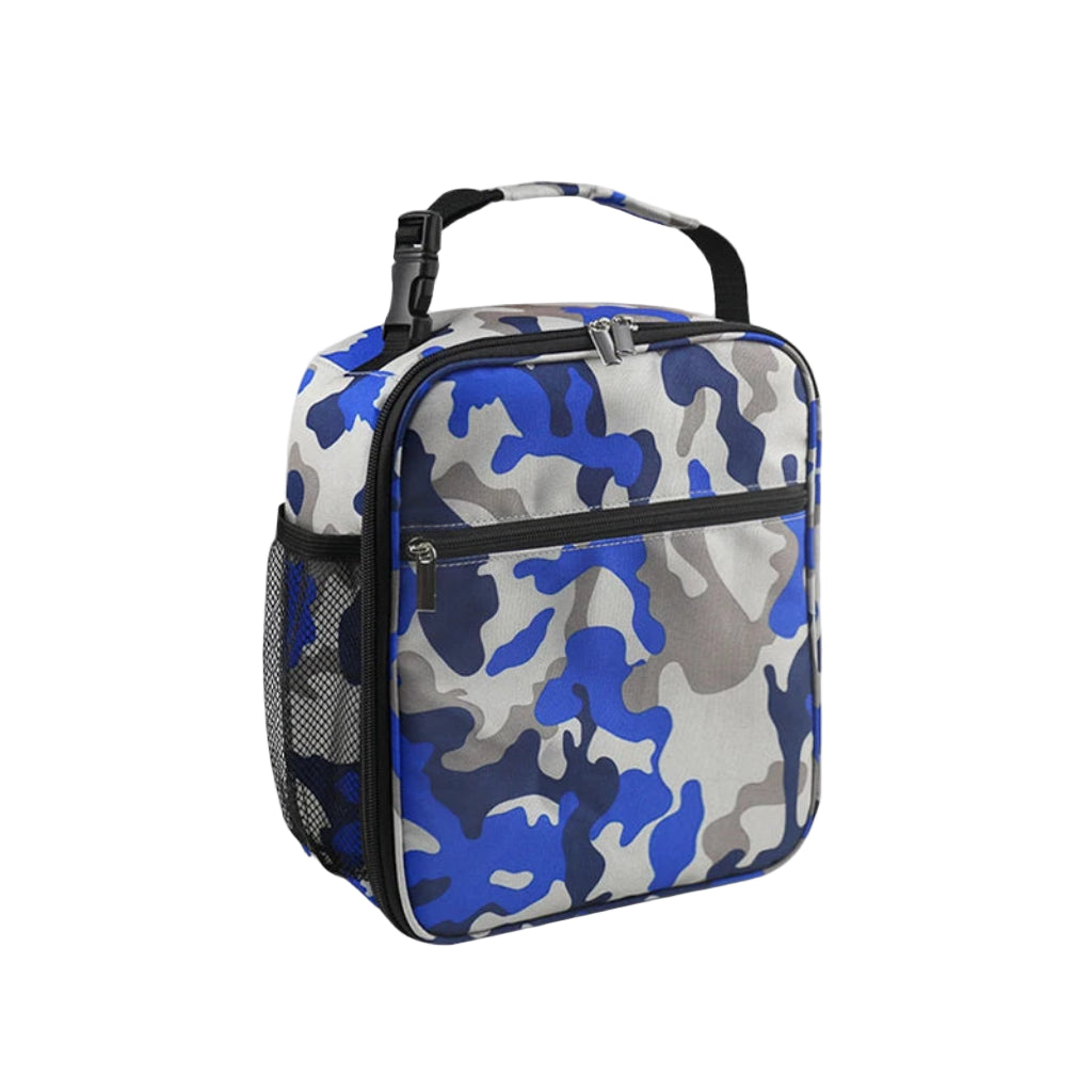 Sac Isotherme Portable Grande Capacité en Oxford - Solution de Rangement Réutilisable Bleu Camouflage