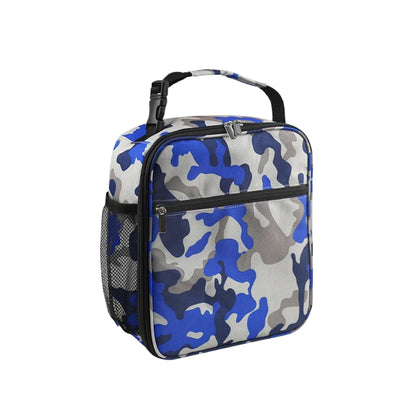 Sac Isotherme Portable Grande Capacité en Oxford - Solution de Rangement Réutilisable Bleu Camouflage