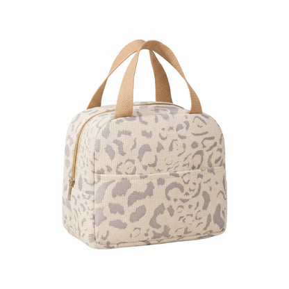 Sac Isotherme Portable à Motif Léopard Beige - Solution de Rangement Thermique pour Repas