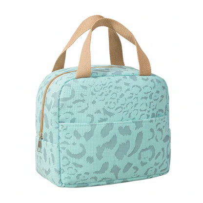 Sac Isotherme Portable à Motif Léopard Bleu Ciel - Solution de Rangement Thermique pour Repas