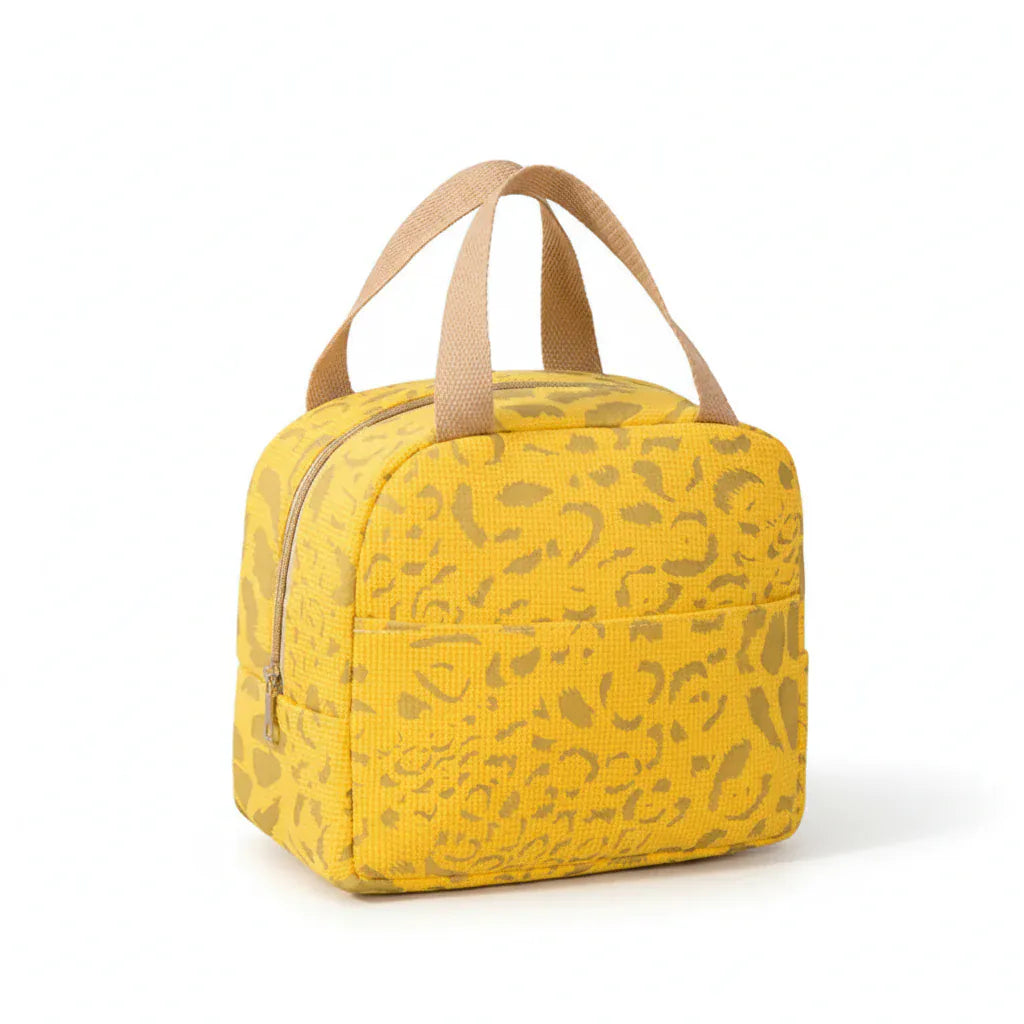 Sac Isotherme Portable à Motif Léopard Jaune - Solution de Rangement Thermique pour Repas