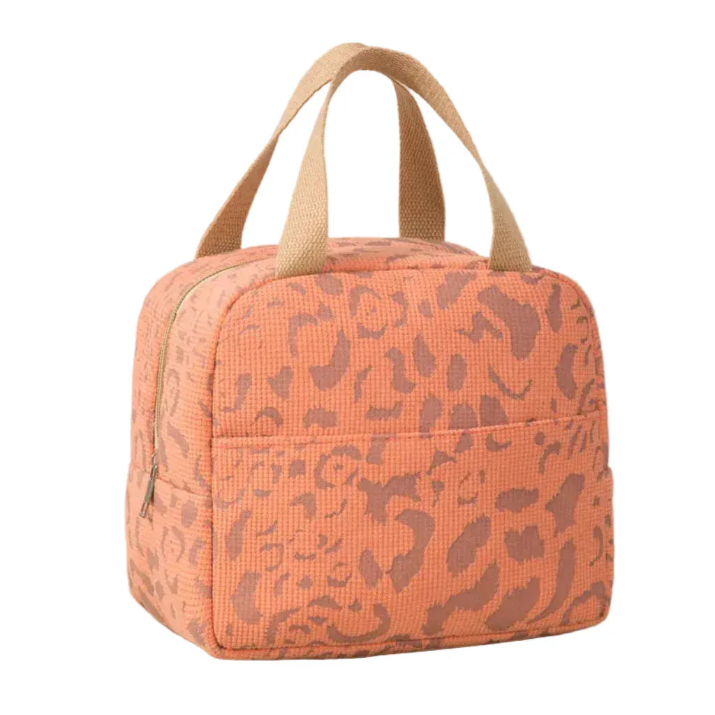 Sac Isotherme Portable à Motif Léopard Orange - Solution de Rangement Thermique pour Repas
