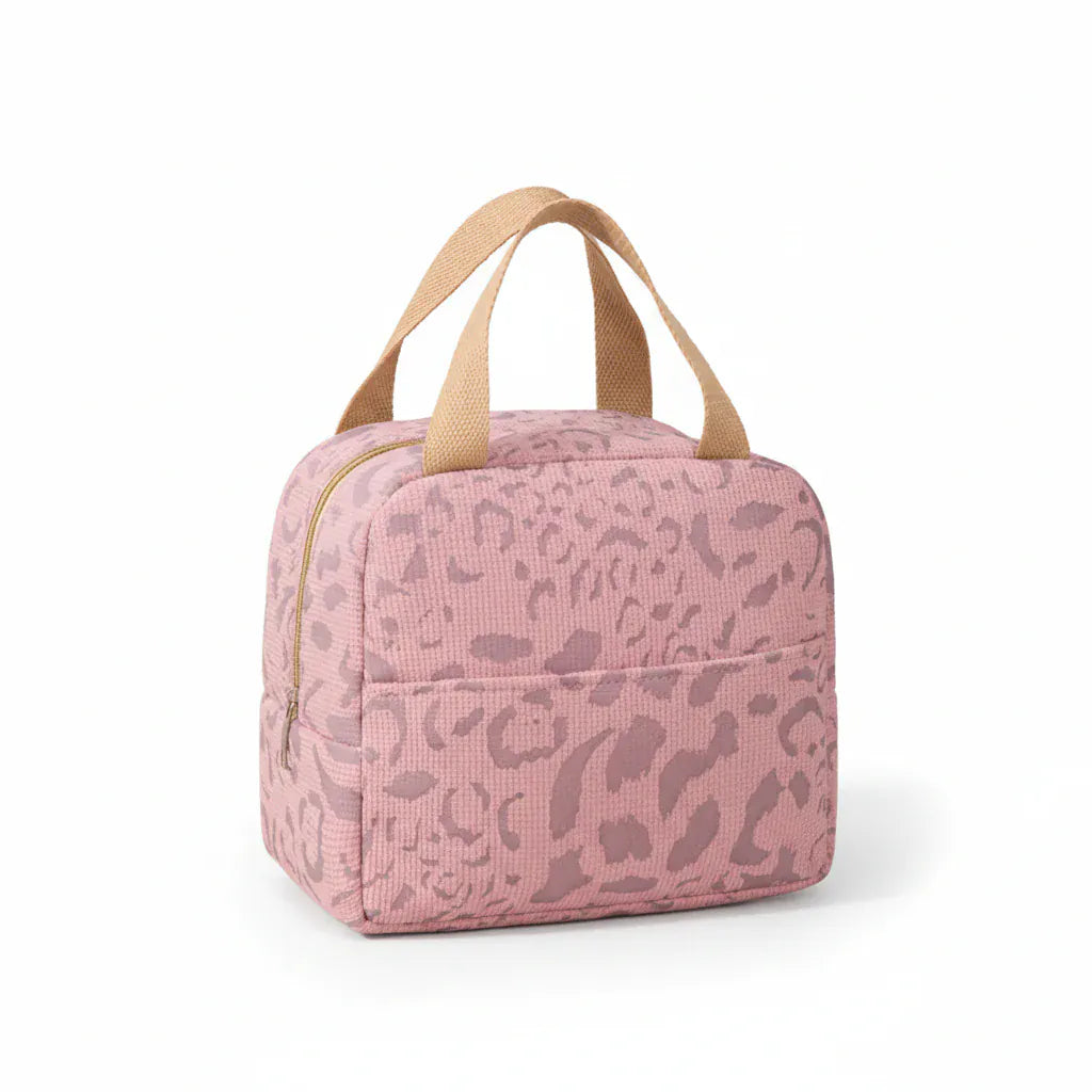 Sac Isotherme Portable à Motif Léopard Rose - Solution de Rangement Thermique pour Repas