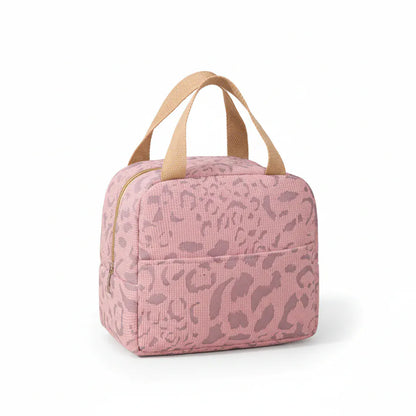 Sac Isotherme Portable à Motif Léopard Rose - Solution de Rangement Thermique pour Repas