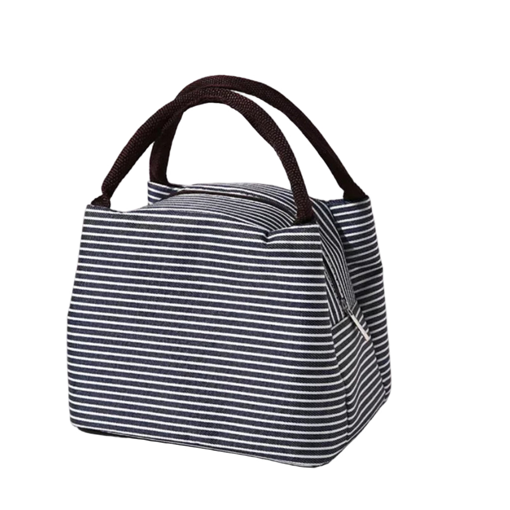 Sac Isotherme Rayé Oxford Bleu Foncé– Élégance et Fraîcheur au Quotidien