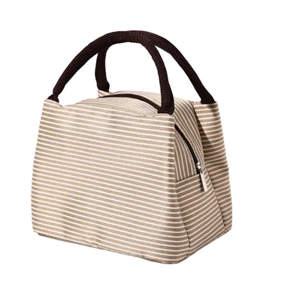 Sac Isotherme Rayé Oxford Kaki – Élégance et Fraîcheur au Quotidien